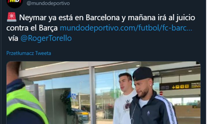 Neymar jest już w Barcelonie! Jutro rozprawa sądowa...